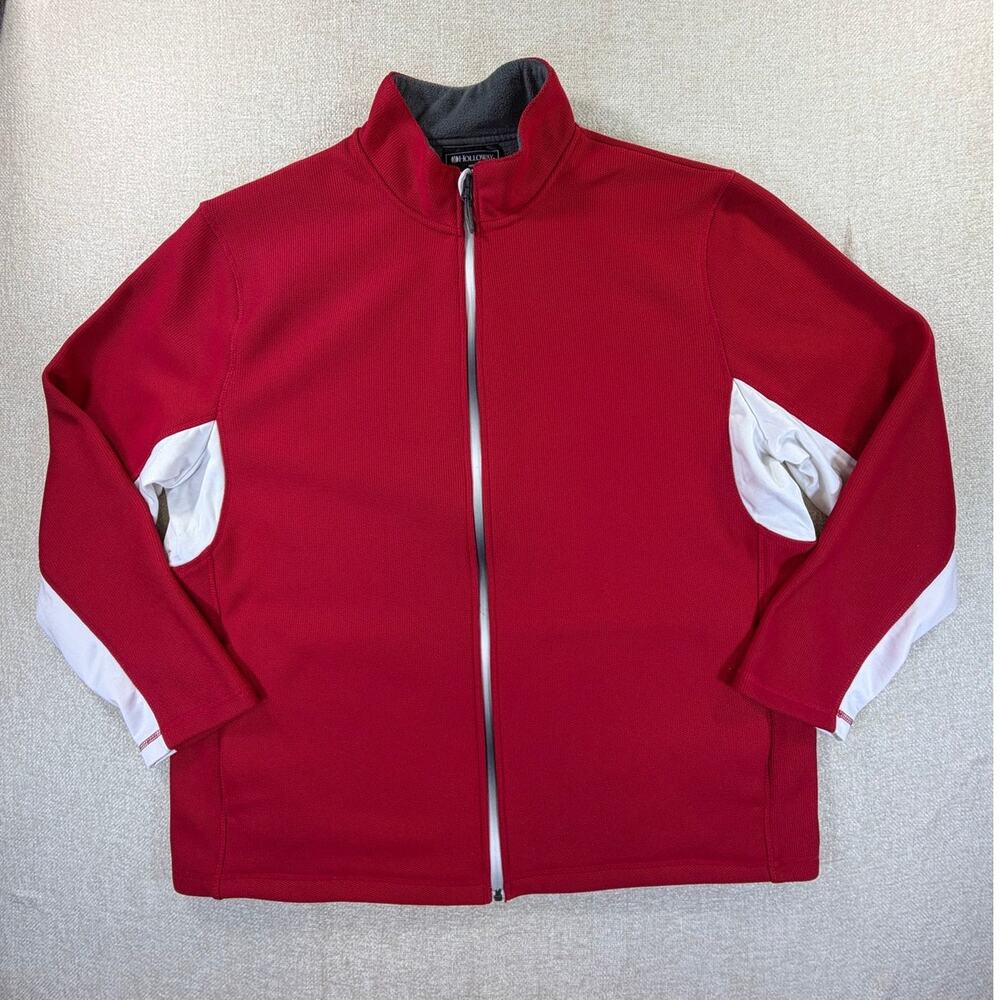 Holloway Men's 2XL Red White Full Zip Fleece Lined Long Sleeve Jacket Athletic